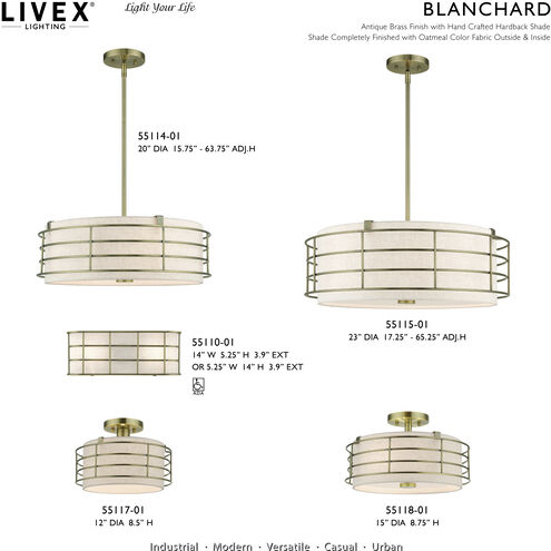 Blanchard 4 Light 20 inch Antique Brass Pendant Chandelier Ceiling Light