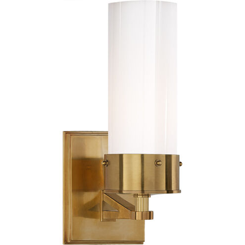 Thomas O'Brien Marais 1 Light 4.25 inch Hand-Rubbed Antique Brass Bath Sconce Wall Light in White Glass, Medium