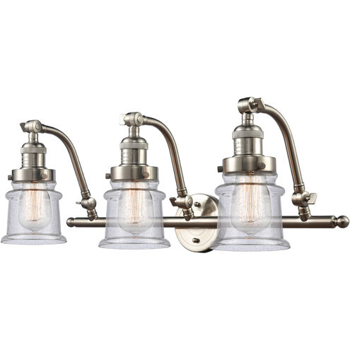 Franklin Restoration Small Canton LED 28 inch Brushed Satin Nickel Bath Vanity Light Wall Light in Seedy Glass, Franklin Restoration