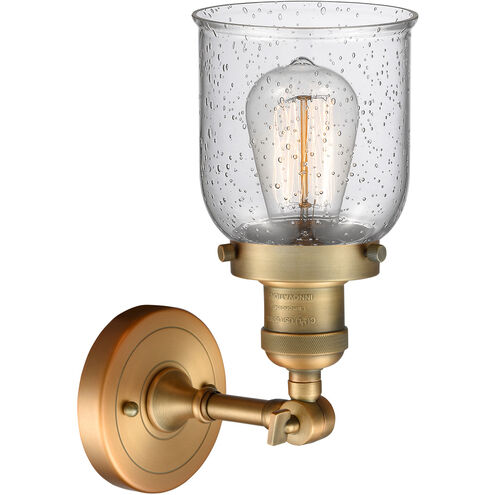 Franklin Restoration Small Bell LED 5 inch Brushed Brass Sconce Wall Light in Seedy Glass, Franklin Restoration