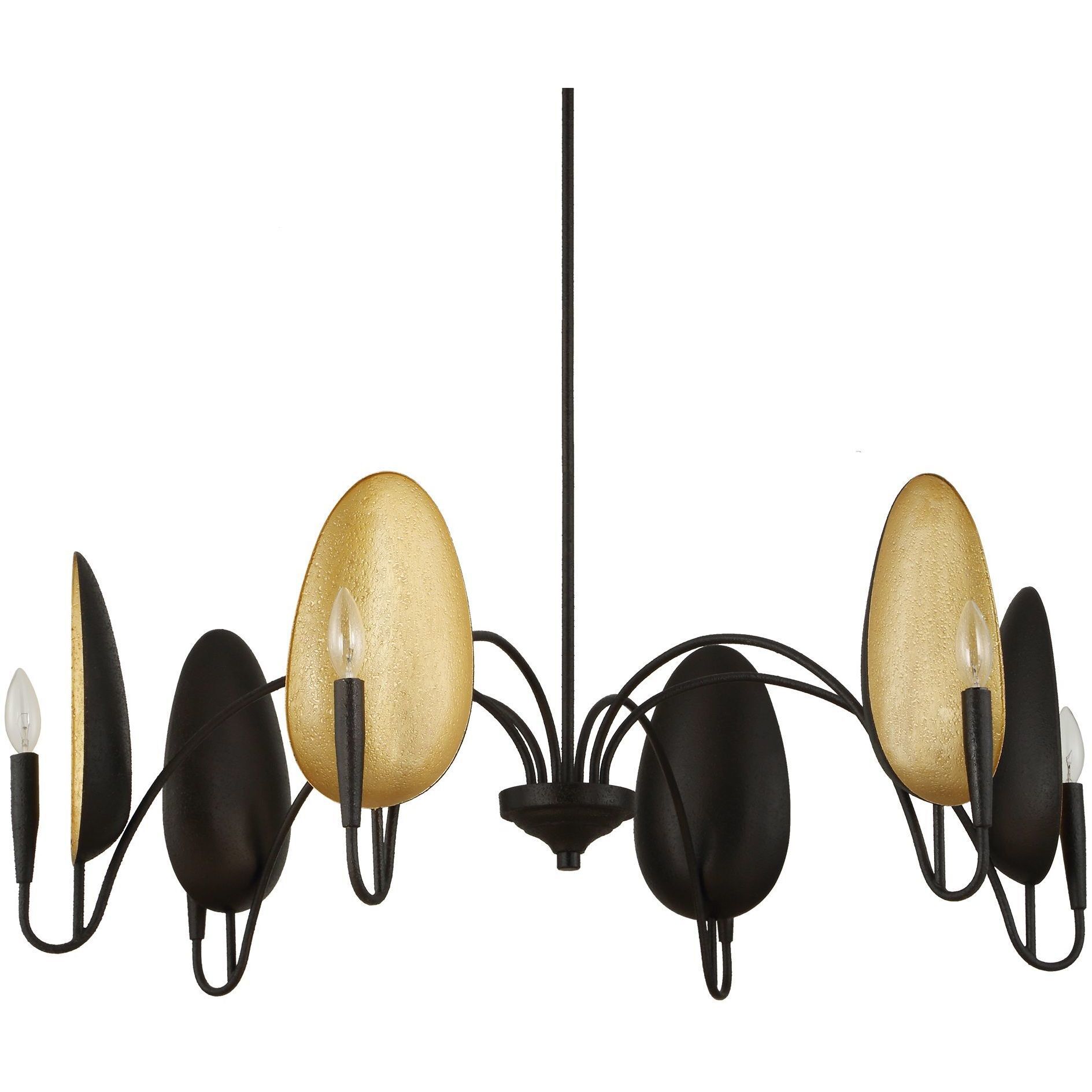 Warwick 6 Light 41.5 inch Black and Gold Textured Chandelier Ceiling Light