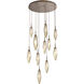 Rock Crystal LED 32.3 inch Flat Bronze Chandelier Ceiling Light, Round Multi-Port