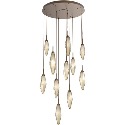 Rock Crystal LED 32.3 inch Flat Bronze Chandelier Ceiling Light, Round Multi-Port