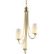 Flora 3 Light 15.8 inch Modern Brass Chandelier Ceiling Light in Opal