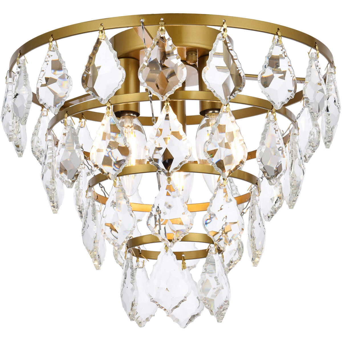 Ella 3 Light 12 inch Brass Flush Mount Ceiling Light