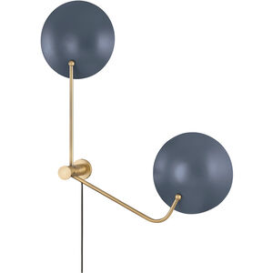 Leif 2 Light 24 inch Patina Brass/Soft Blue Plug-in Sconce Wall Light