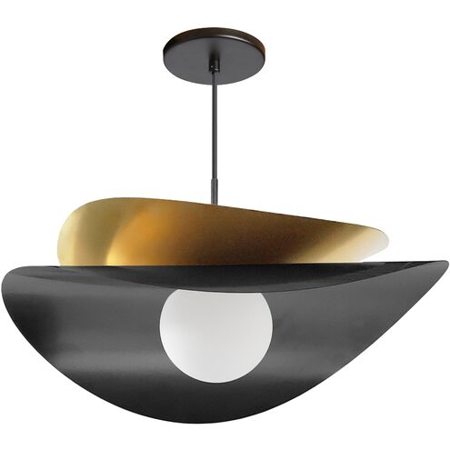 Paven LED 20 inch Matte Black Pendant Ceiling Light in Matte Black/Aged Brass