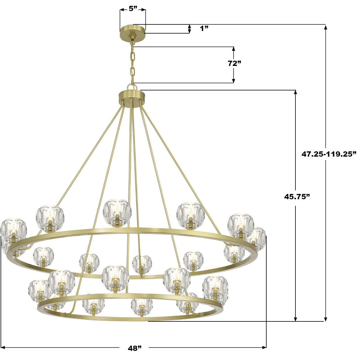 Aragon 22 Light 48 inch Soft Brass Chandelier Ceiling Light