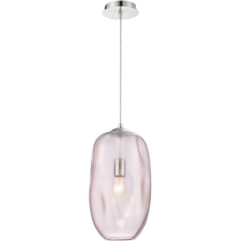 Labria 1 Light 10 inch Chrome Pendant Ceiling Light in Pink, Large
