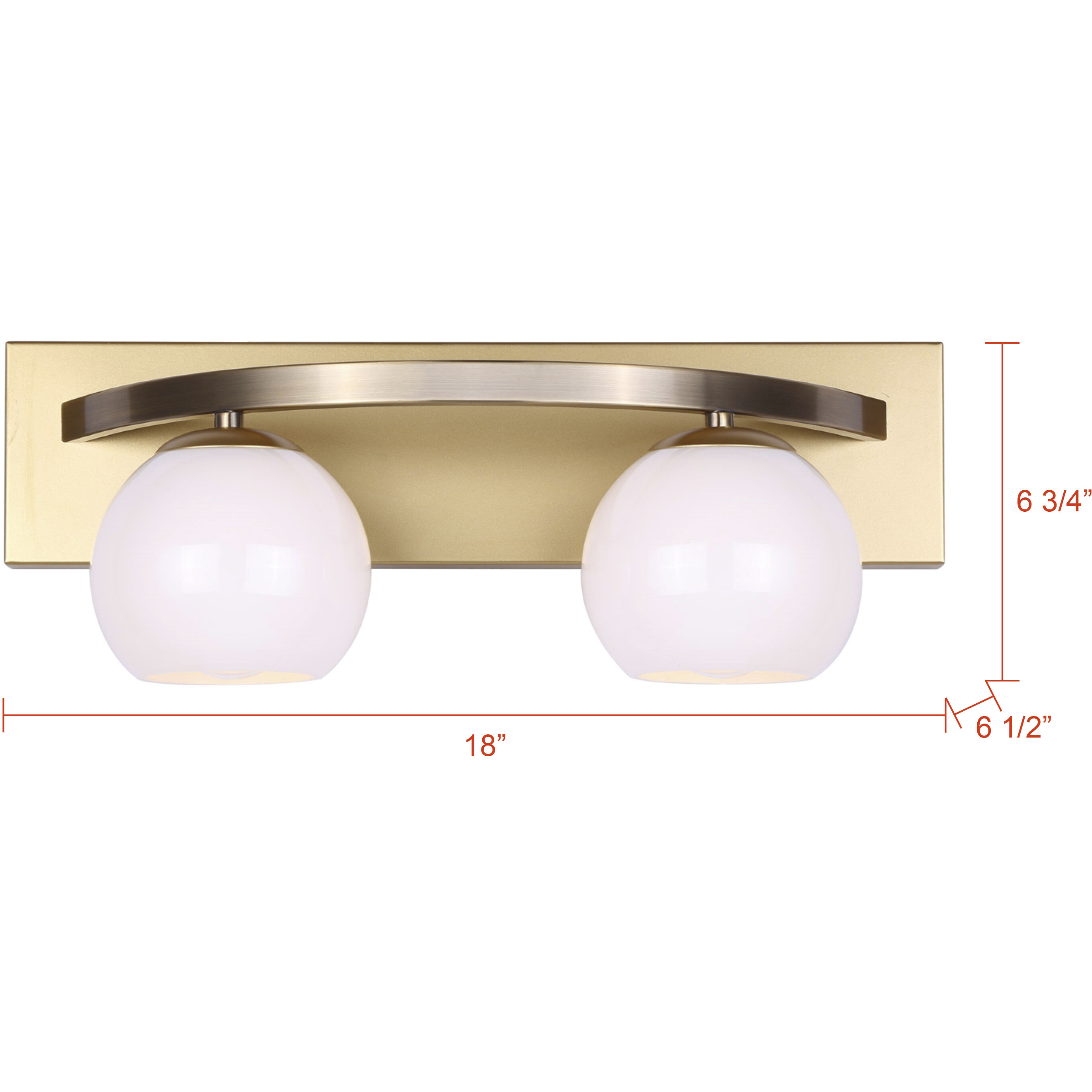 Monroe 2 Light 18 inch Gold Vanity Light Wall Light