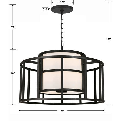 Hulton 5 Light 25 inch Matte Black Chandelier Ceiling Light, Brian Patrick Flynn