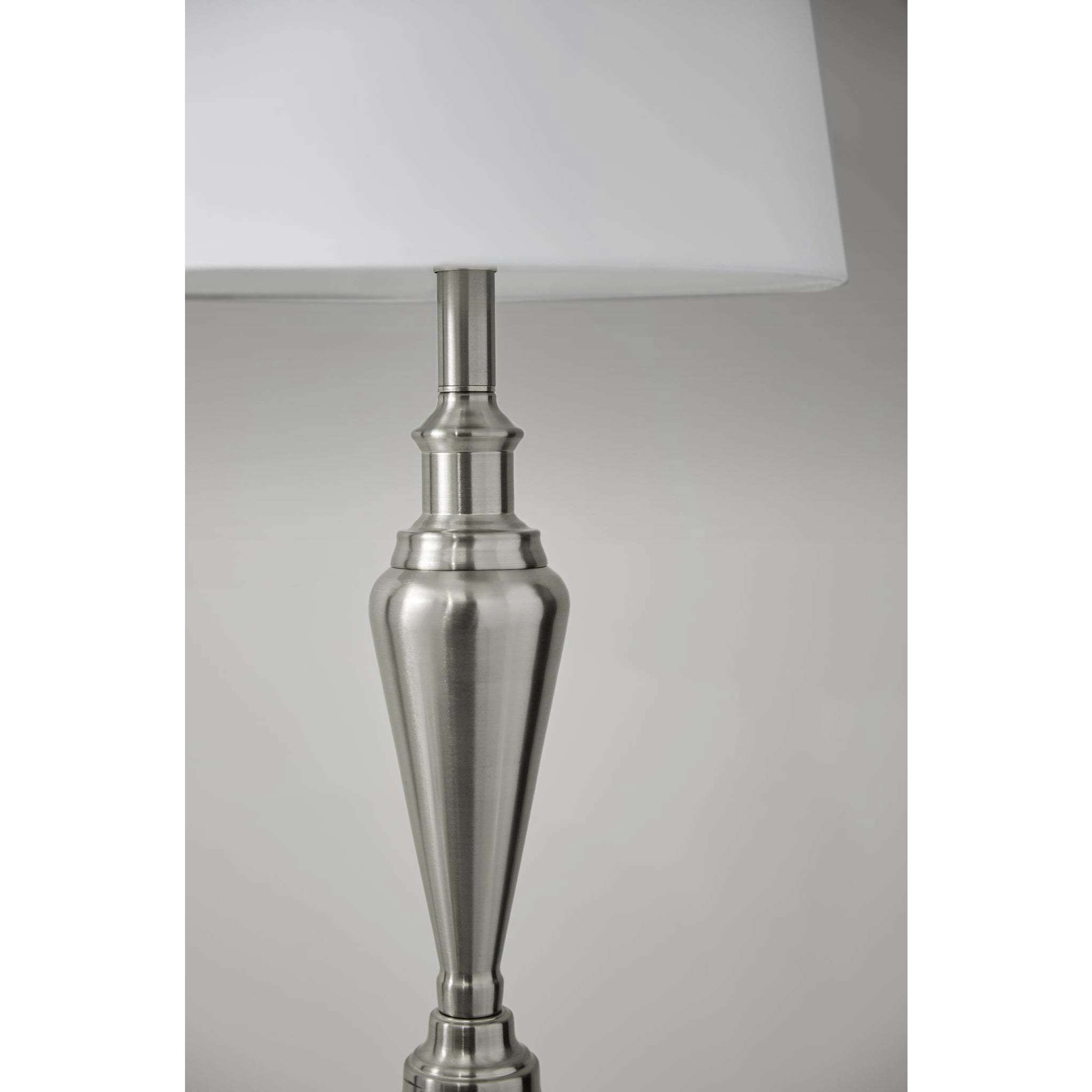 Glendale 25.5 inch 150 watt Brushed Steel Table Lamps Portable Light, plus Floor Lamp, Set of 3, Simplee Adesso