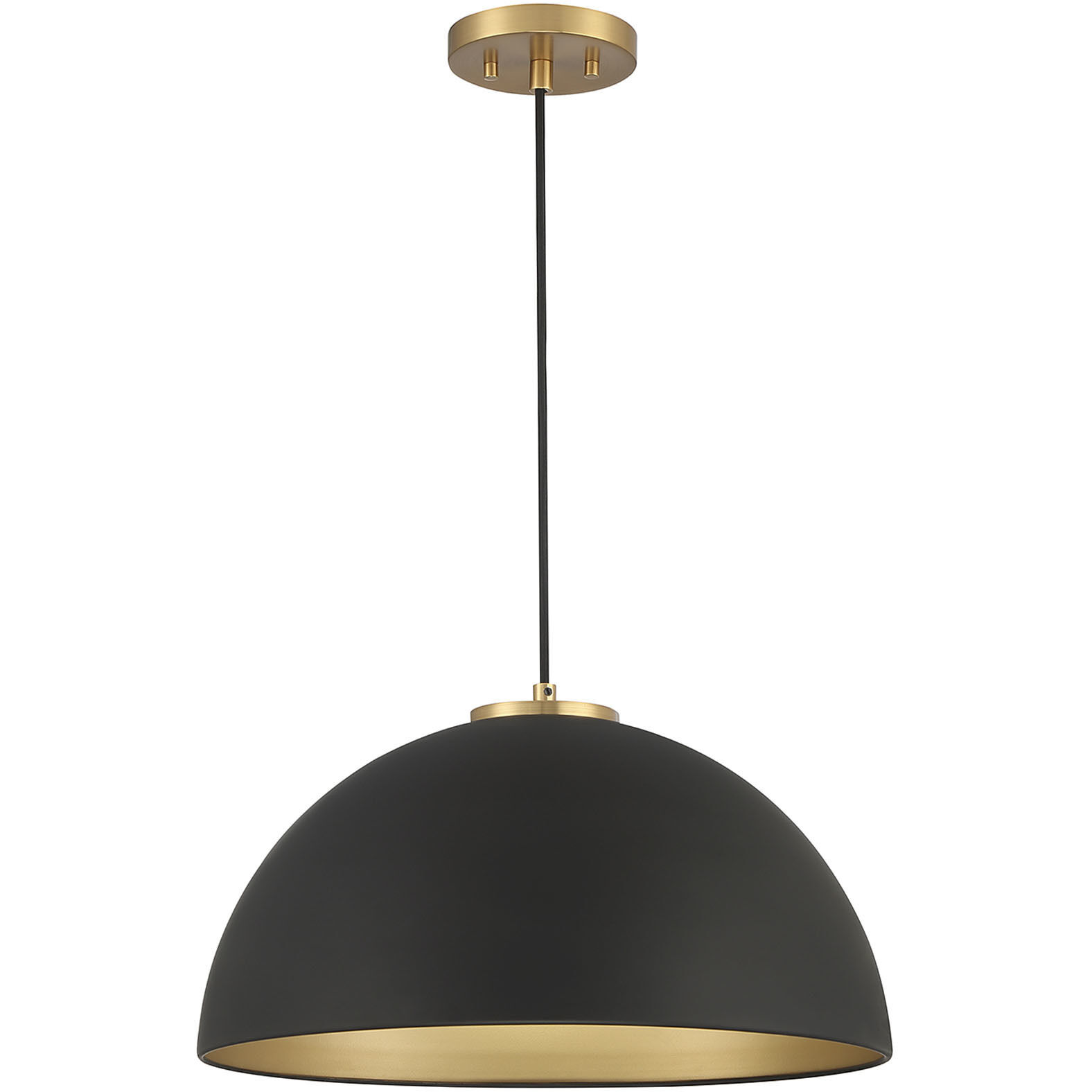 Vintage 1 Light 18 inch Matte Black with Natural Brass Pendant Ceiling Light
