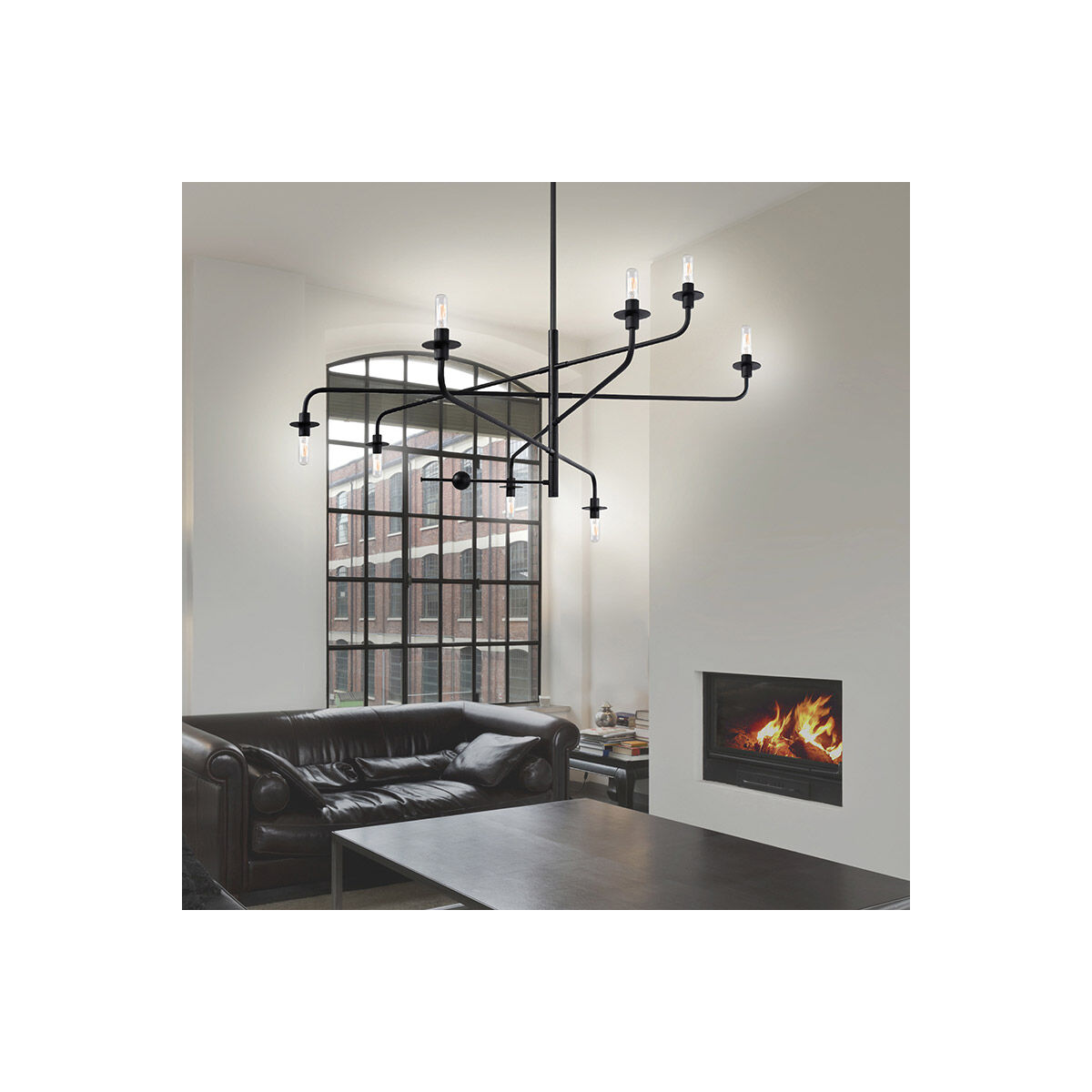 Atelier 6 Light 40 inch Satin Black Pendant Ceiling Light 