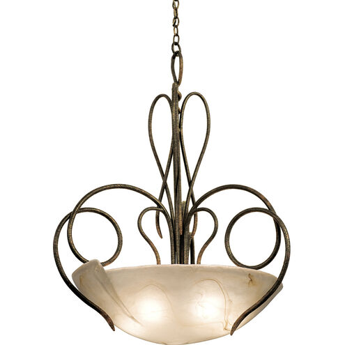 Tribecca 5 Light 34 inch Antique Copper Pendant Ceiling Light in Bowl glass, 28" Frost with 3 holes