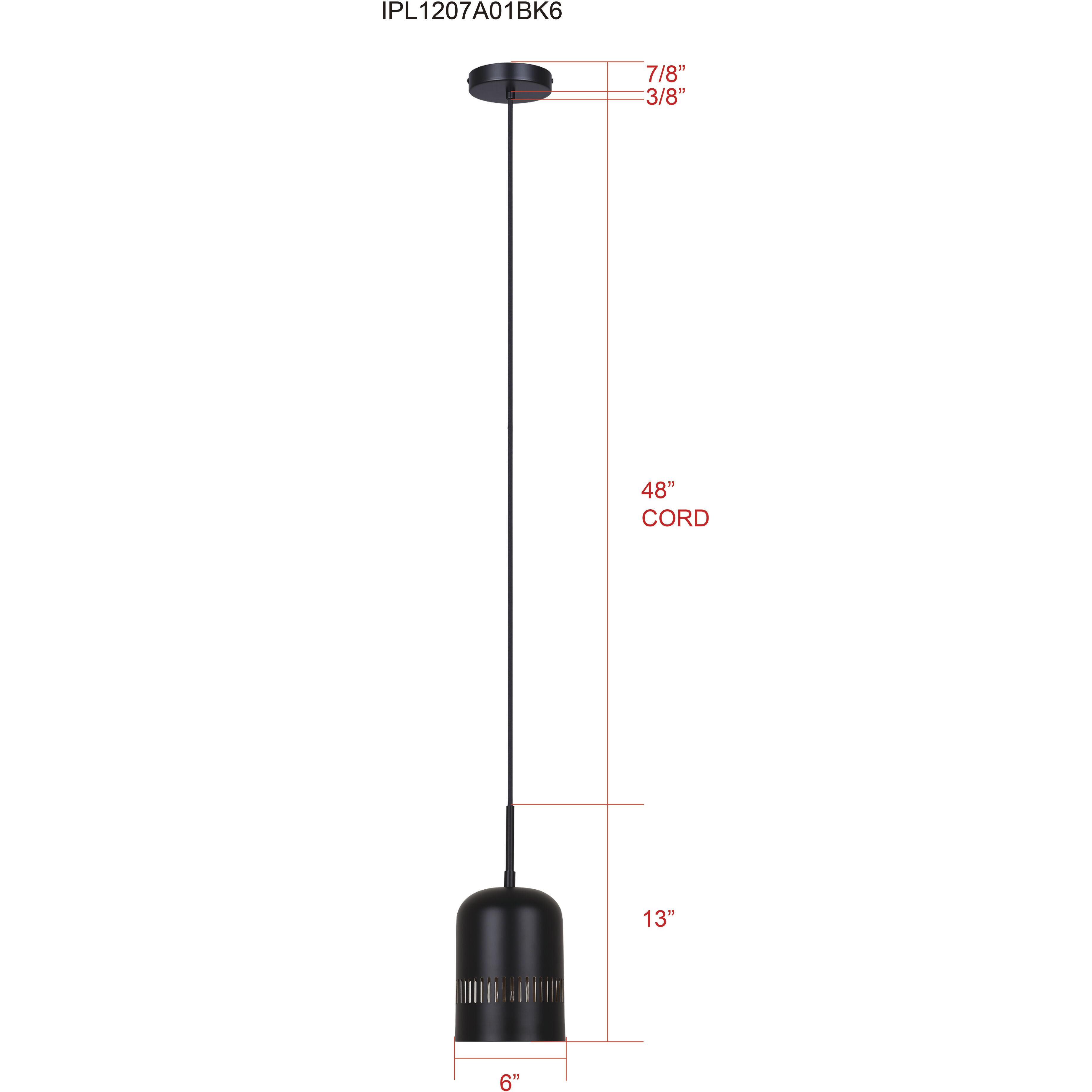 Miles 1 Light 6 inch Black Pendant Ceiling Light