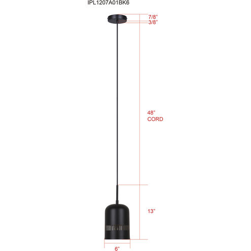 Miles 1 Light 6 inch Black Pendant Ceiling Light