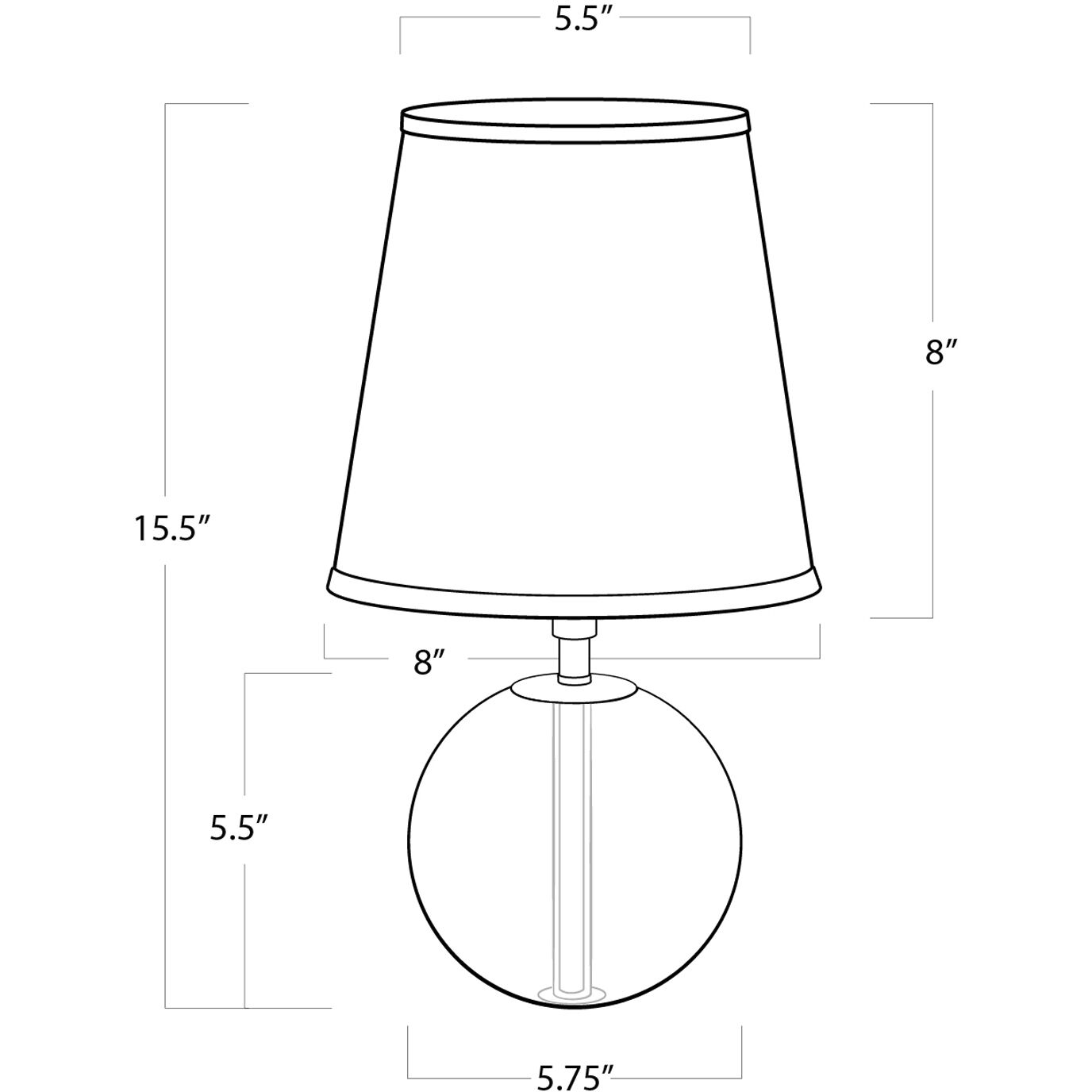 Sphere 15.5 inch 40.00 watt Clear Mini Lamp Portable Light