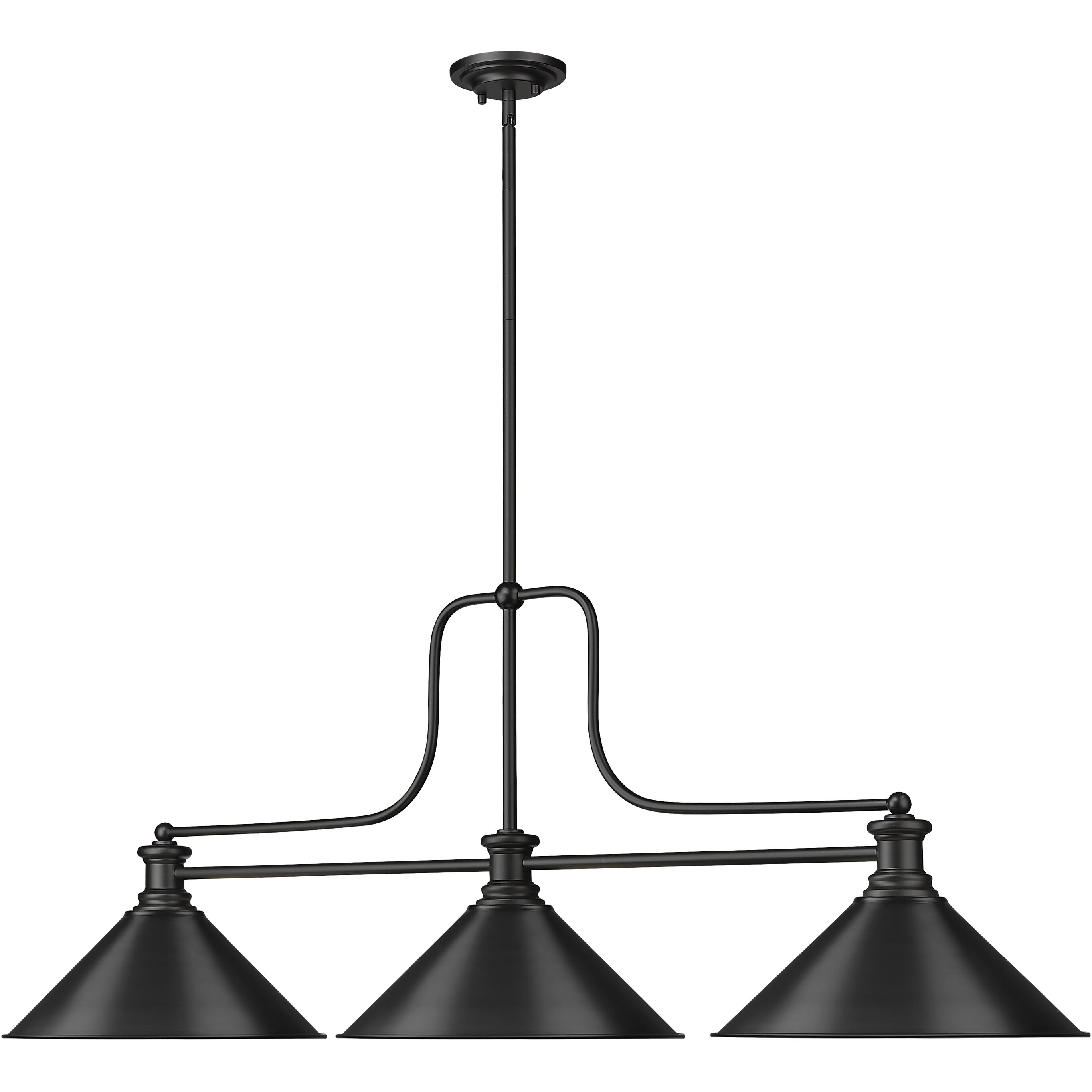 Melange 3 Light 52 inch Matte Black Billiard Ceiling Light