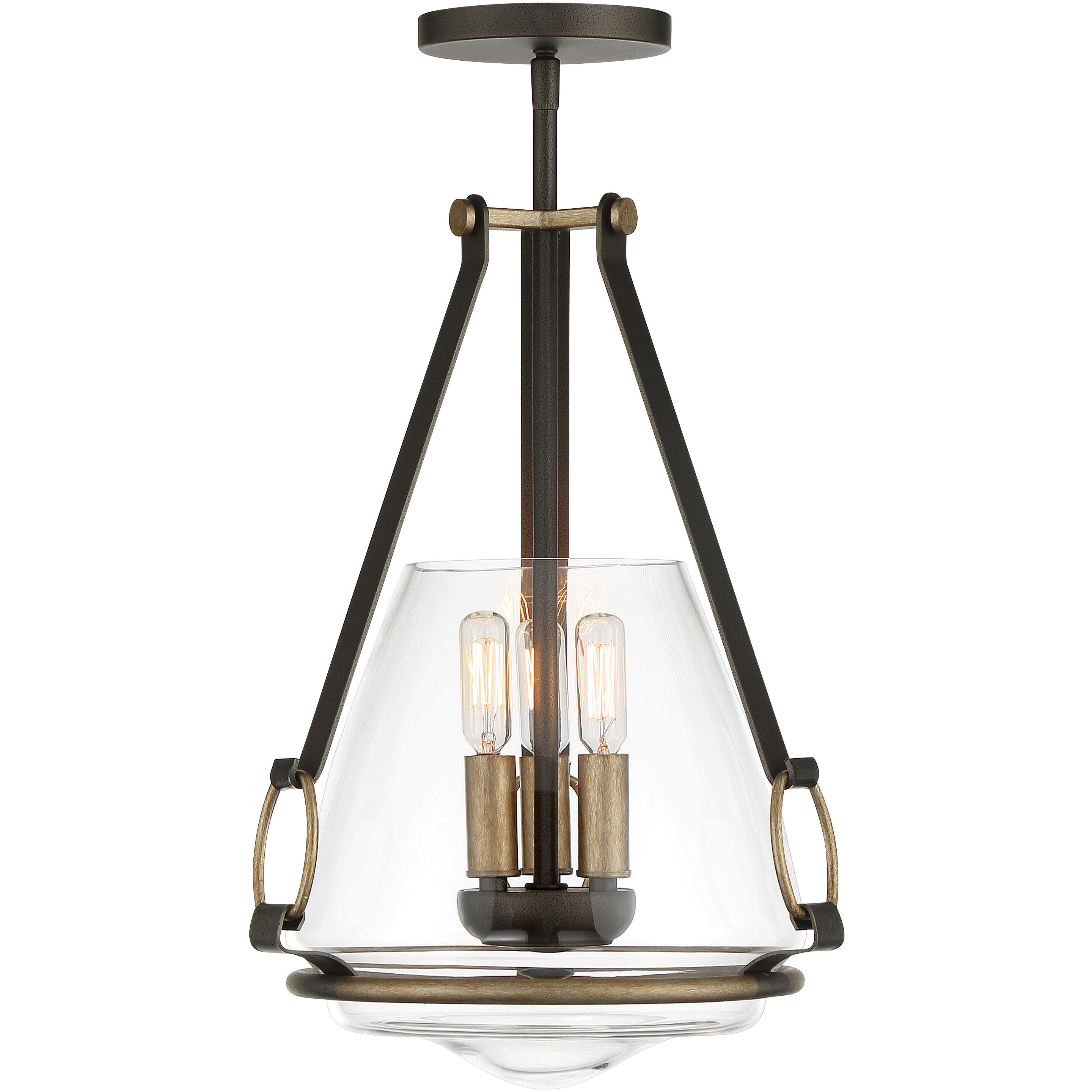 Eden Valley 3 Light 12 inch Smoked Iron/Aged Gold Pendant Ceiling Light, Convertible