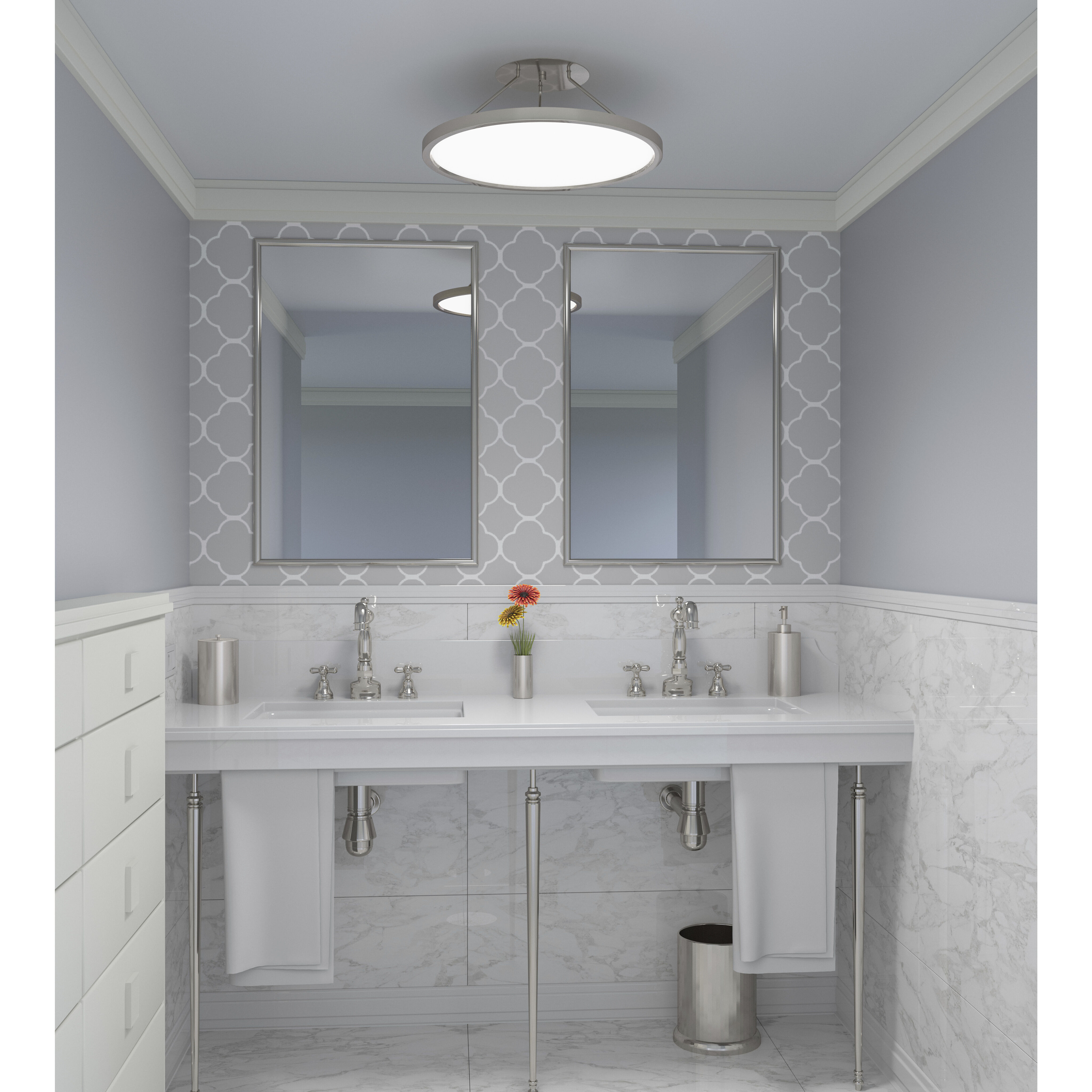 Outskirts LED 20 inch Brushed Nickel Semi-Flush Mount Ceiling Light