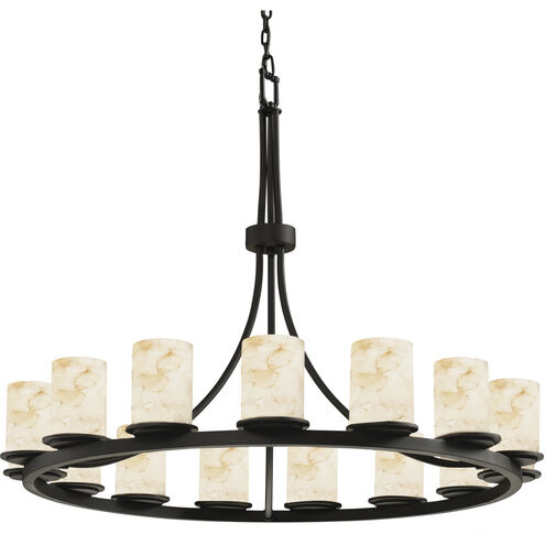Alabaster Rocks 15 Light 42 inch Matte Black Chandelier Ceiling Light in Incandescent, Cylinder