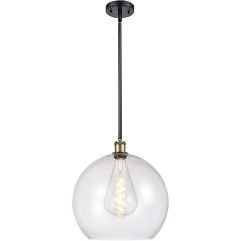 Ballston Athens LED 13.75 inch Black Antique Brass Pendant Ceiling Light in Seedy Glass