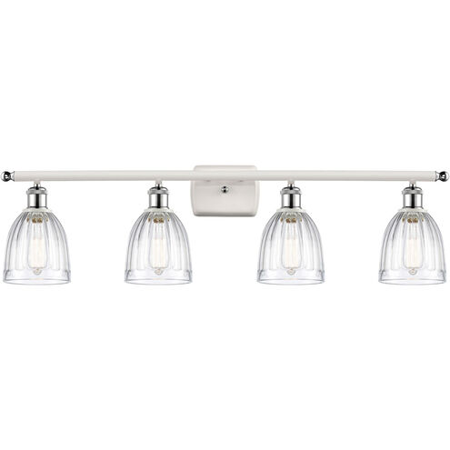 Ballston Brookfield LED 36 inch White and Polished Chrome Bath Vanity Light Wall Light in Clear Glass, Ballston