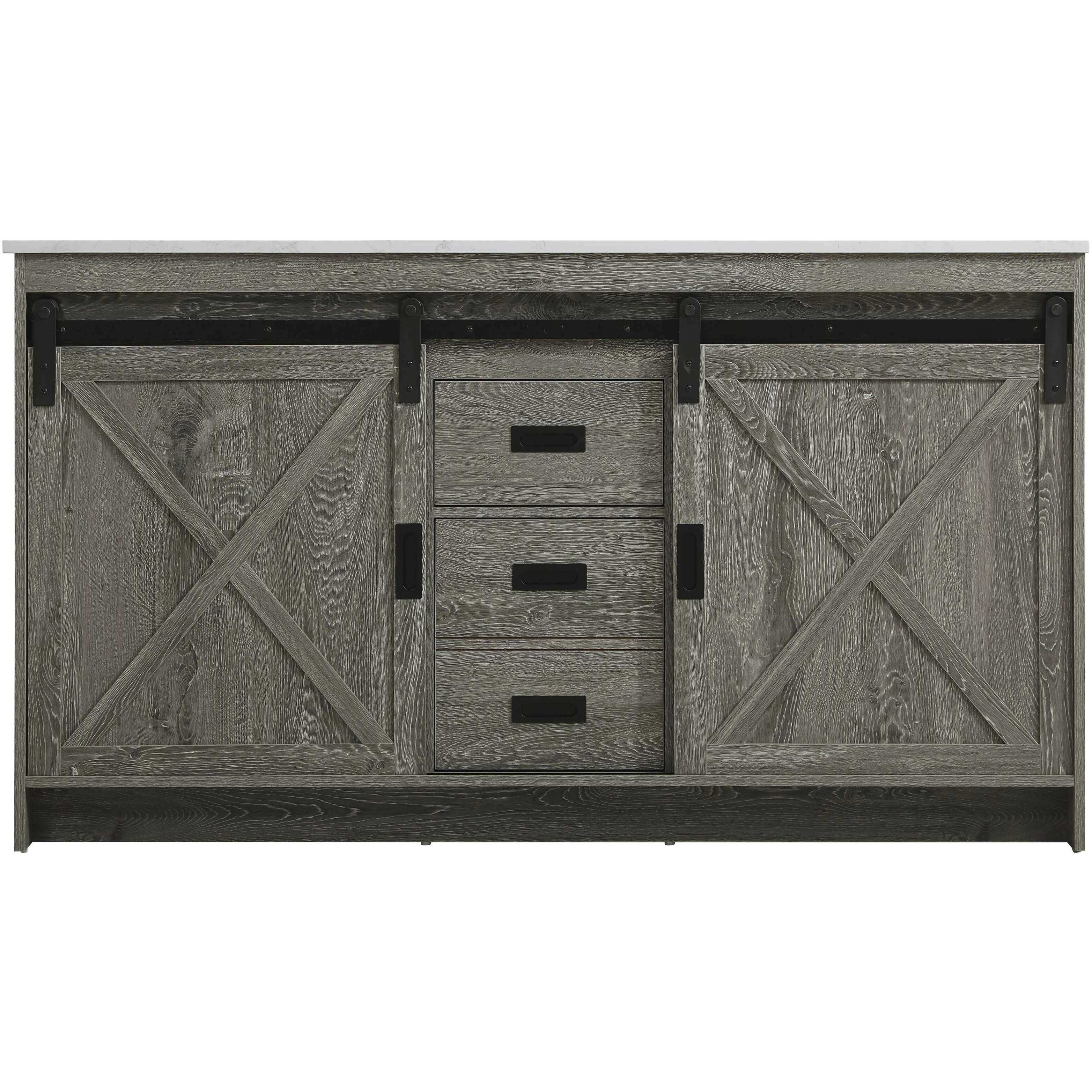 Austin 60 X 34 inch Rustic Grey Bathroom Vanity Cabinet