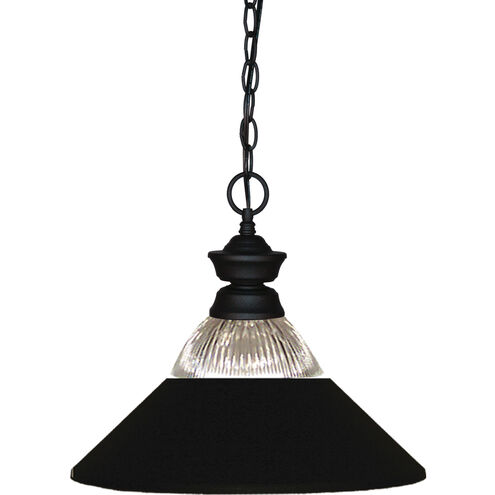 Shark 1 Light 14 inch Matte Black Pendant Ceiling Light in 4.08, Clear Ribbed and Matte Black Glass and Steel