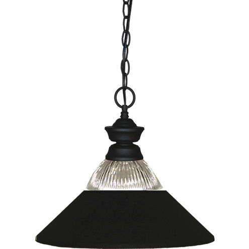 Shark 1 Light 14 inch Matte Black Pendant Ceiling Light in 4.08, Clear Ribbed and Matte Black Glass and Steel