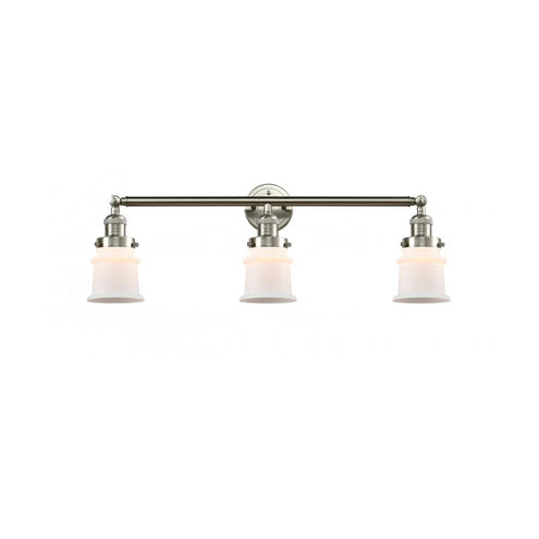 Franklin Restoration Small Canton LED 30 inch Brushed Satin Nickel Bath Vanity Light Wall Light in Matte White Glass, Franklin Restoration