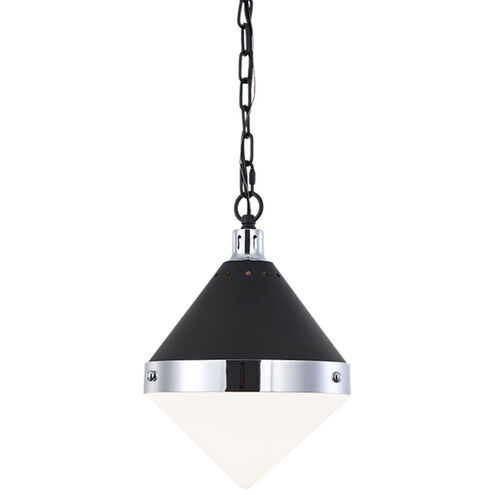 Sphericon 1 Light 9 inch Matte Black and Chrome Pendant Ceiling Light in Chrome and Opal Glass