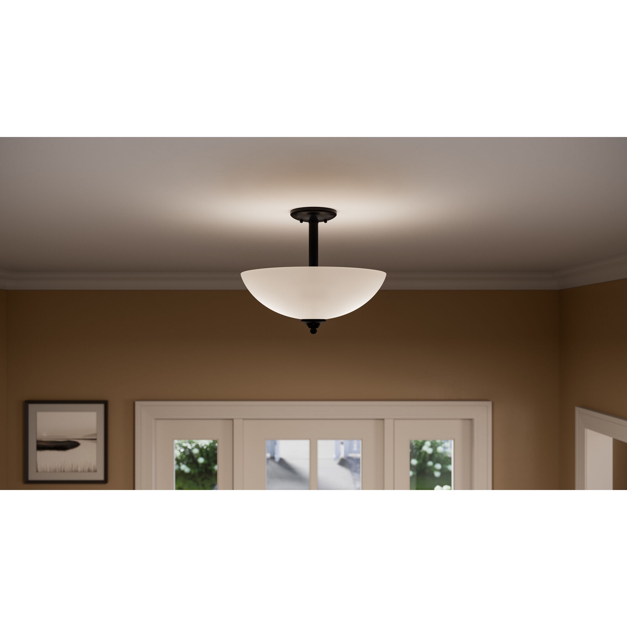 Jolie 2 Light Black Inverted Pendant/Semi Flush Ceiling Light in Incandescent