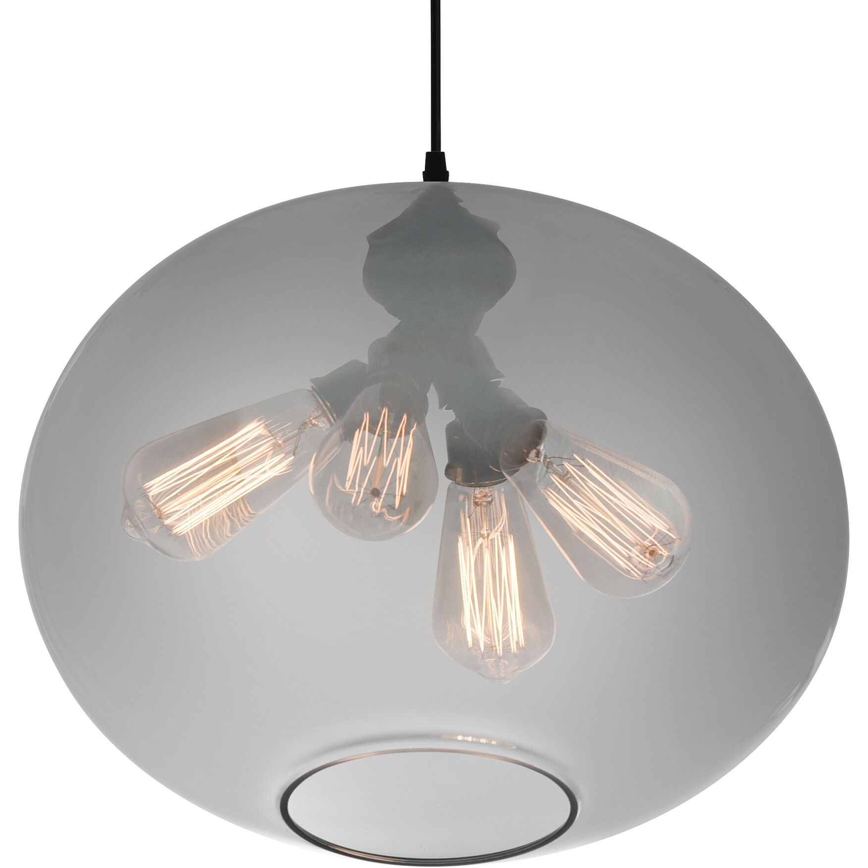 Glass 4 Light 16 inch Black Down Pendant Ceiling Light in Smoke