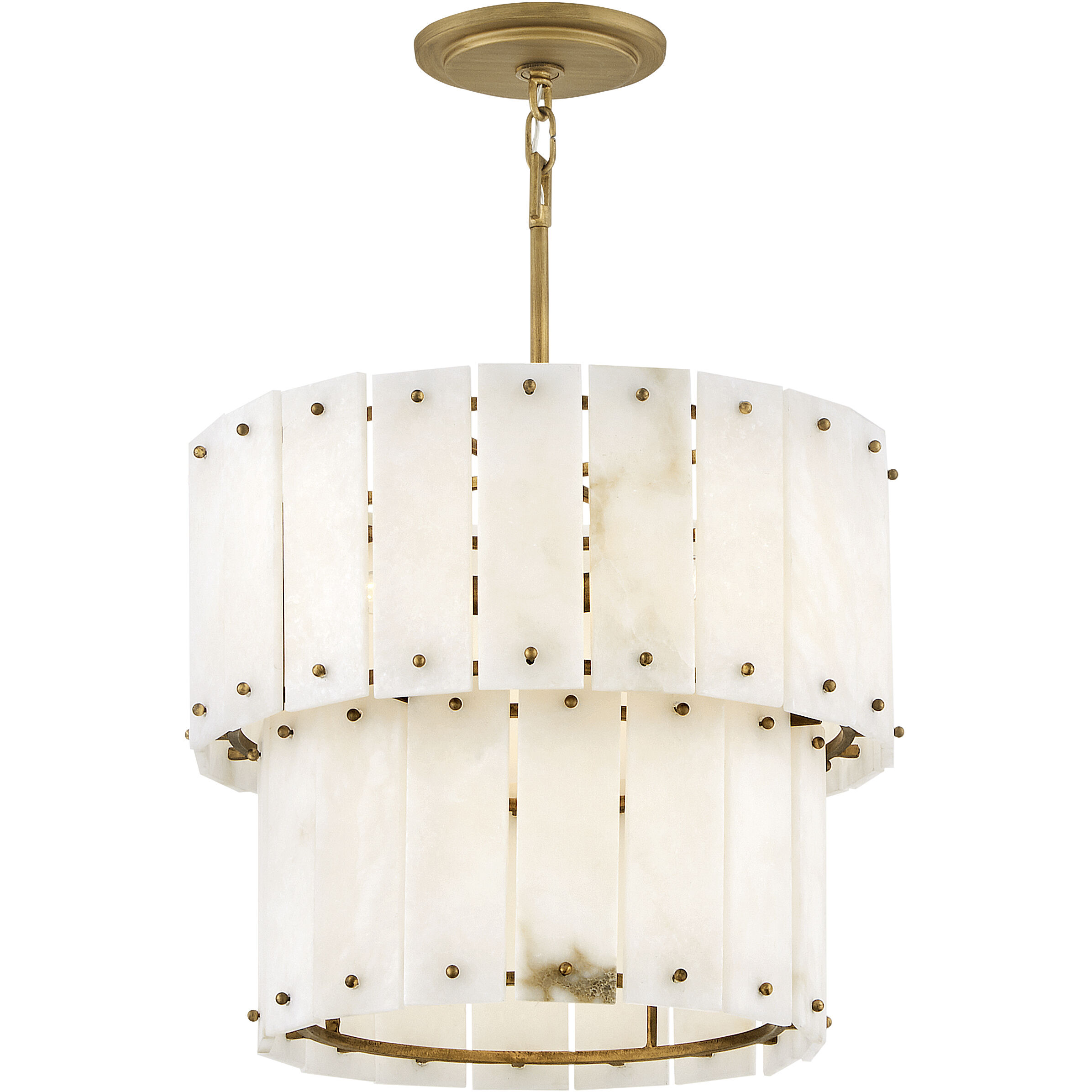 Simone LED 17.5 inch Burnished Gold Foyer Ceiling Light in Alabaster, Semi-flush Mount