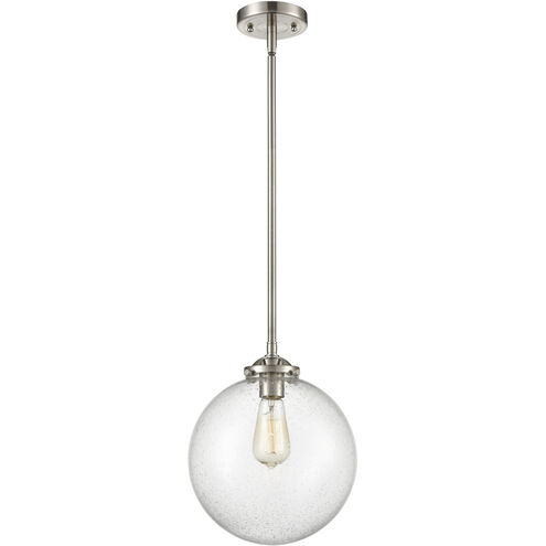 Nouveau Beacon 1 Light 10 inch Brushed Satin Nickel Mini Pendant Ceiling Light in Incandescent, Seedy, Nouveau