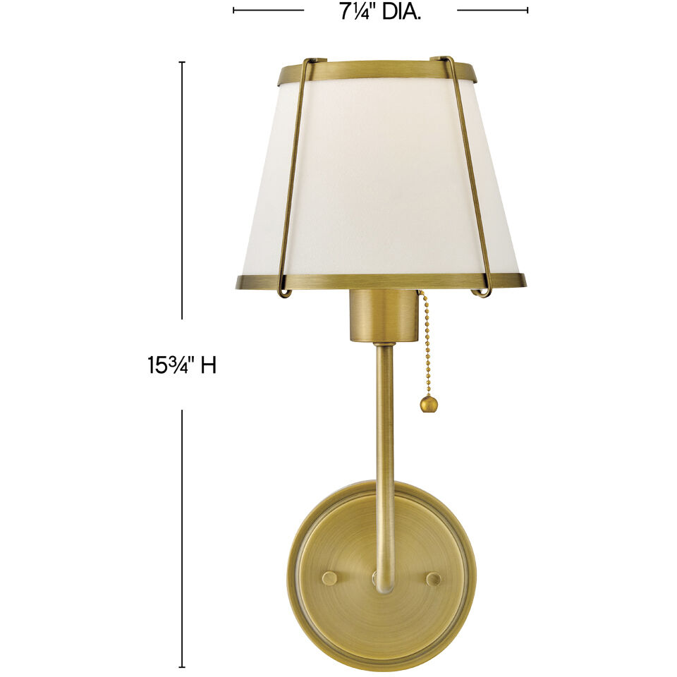 Clarke 1 Light 7.25 inch Lacquered Dark Brass Sconce Wall Light in Lacquered Dark Brass with Off White