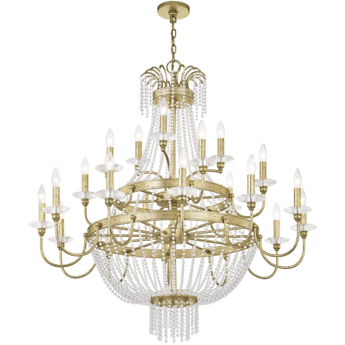 Valentina 21 Light 42 inch Hand Applied Winter Gold Foyer Chandelier Ceiling Light