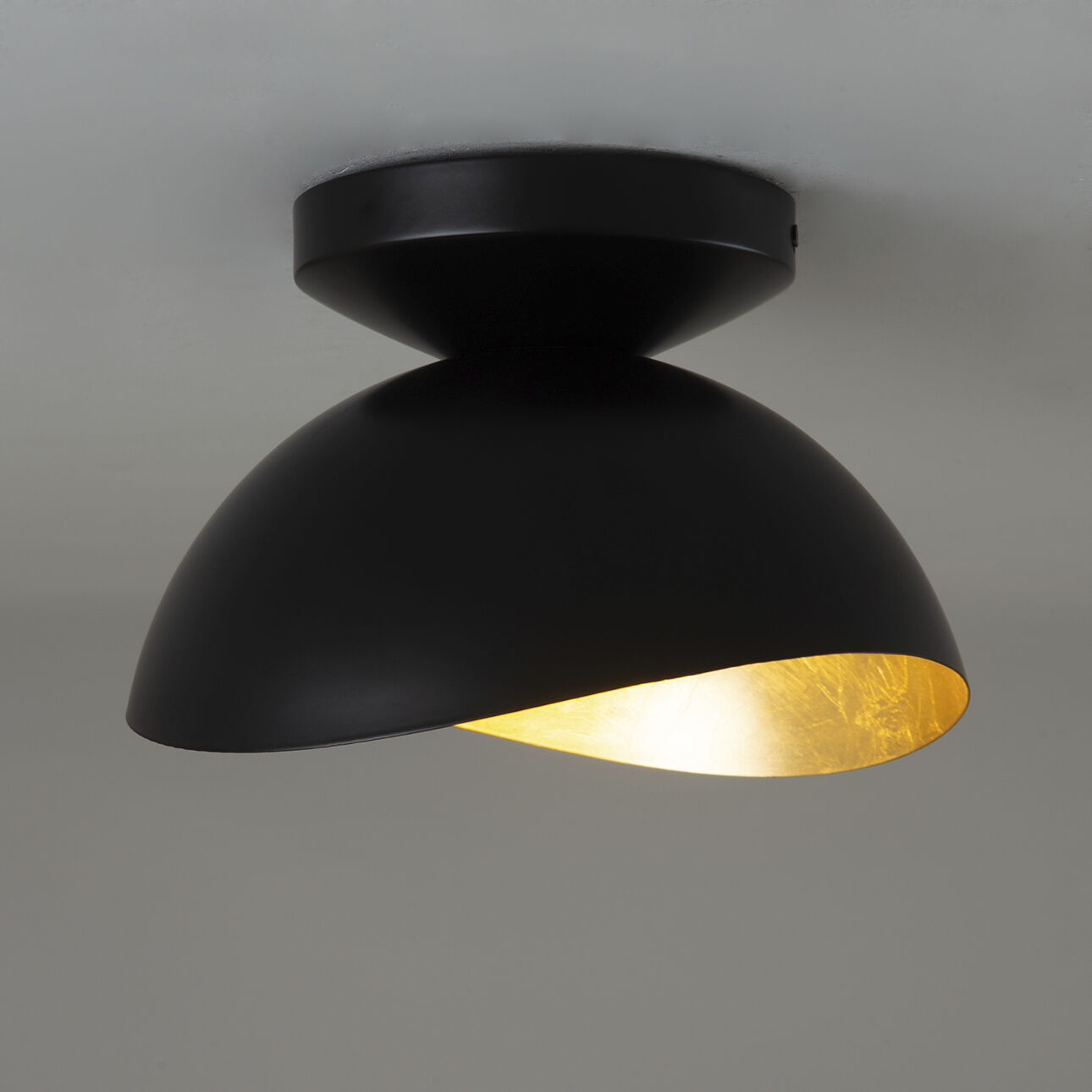Luna Bella LED 10 inch Matte Black and Weathered Brass Flush Mount Ceiling Light