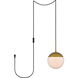 Eclipse 1 Light 8 inch Brass and Frosted White Pendant Ceiling Light