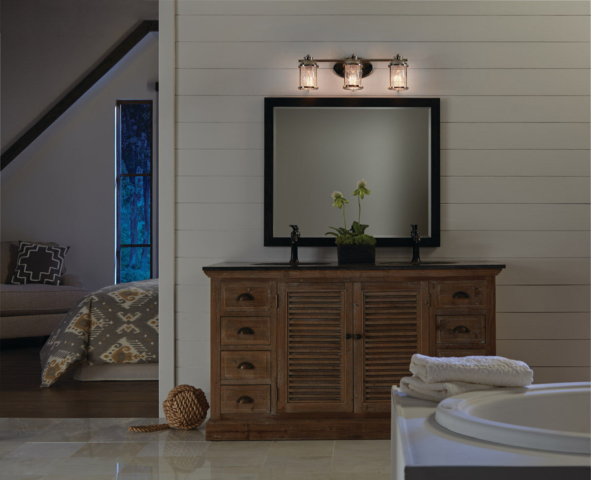 Ashland Bay 3 Light 24 inch Polished Nickel Wall Mt Bath 3 Arm Wall Light