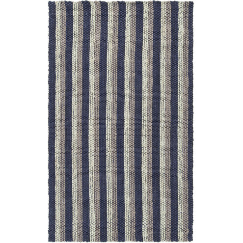 Country Jutes 36 X 24 inch Dark Blue, Seafoam, Taupe Rug