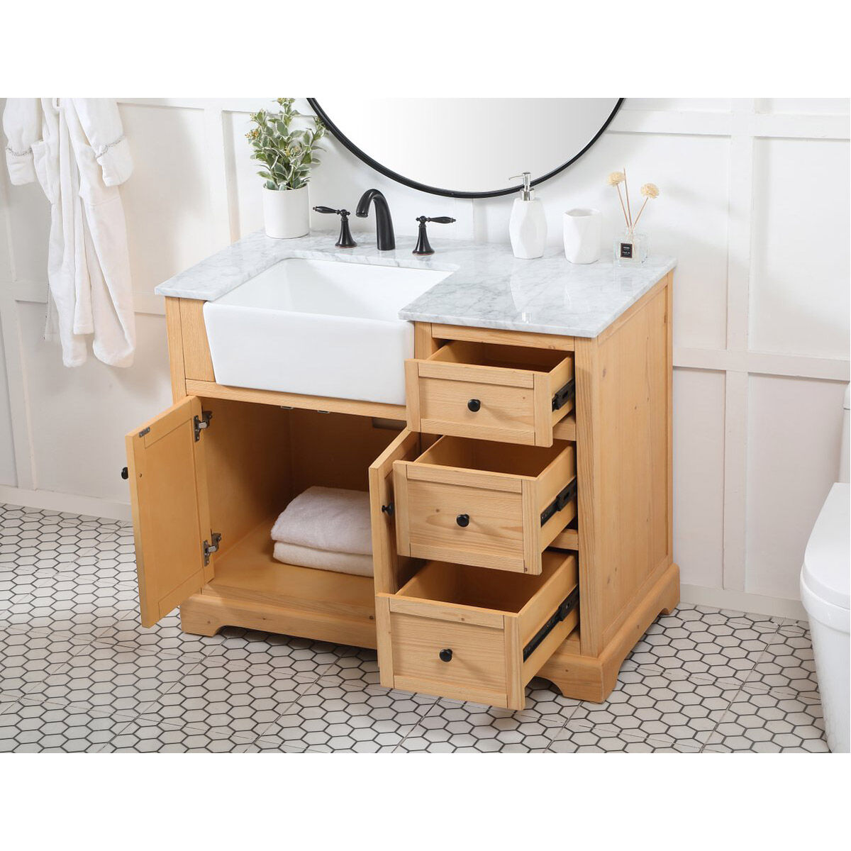 Franklin 42 X 22 X 35 inch Natural Wood Bathroom Vanity Cabinet