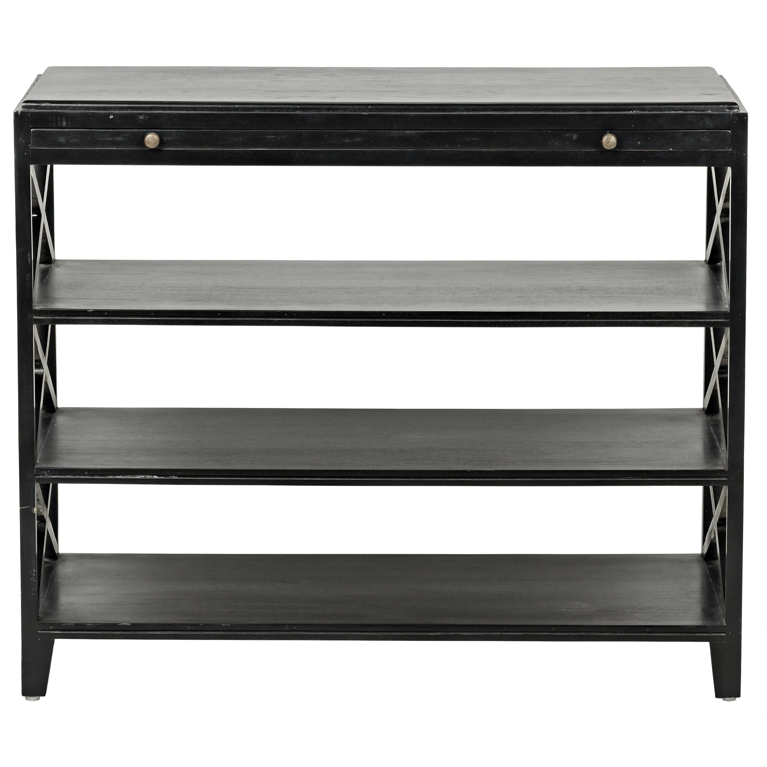 Sutton 36 X 30 inch Hand Rubbed Black Side Table, Criss-Cross