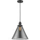 Franklin Restoration Cone 1 Light 12 inch Matte Black Mini Pendant Ceiling Light in Incandescent, Plated Smoke, Franklin Restoration