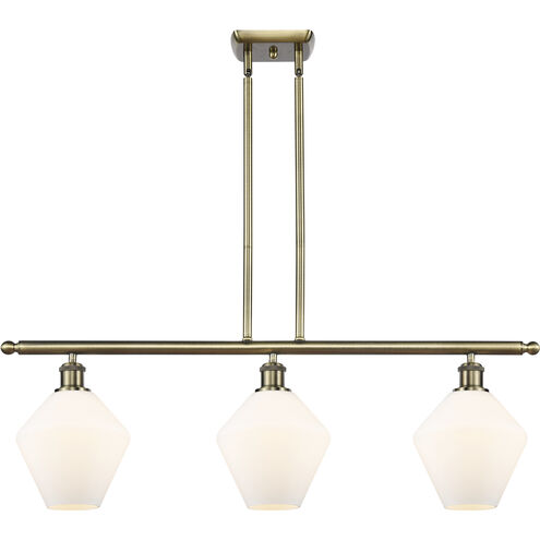 Ballston Cindyrella 3 Light 36 inch Antique Brass Island Light Ceiling Light in Incandescent, Matte White Glass