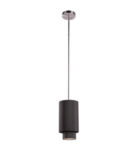 Schiffer 1 Light 6 inch Brushed Nickel Mini Pendant Ceiling Light in Black Fabric Drum - Double Shade