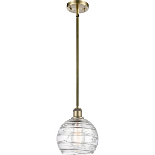 Ballston Deco Swirl 1 Light 8 inch Antique Brass Pendant Ceiling Light in Incandescent, Athens, Deco Swirl Glass, Ballston