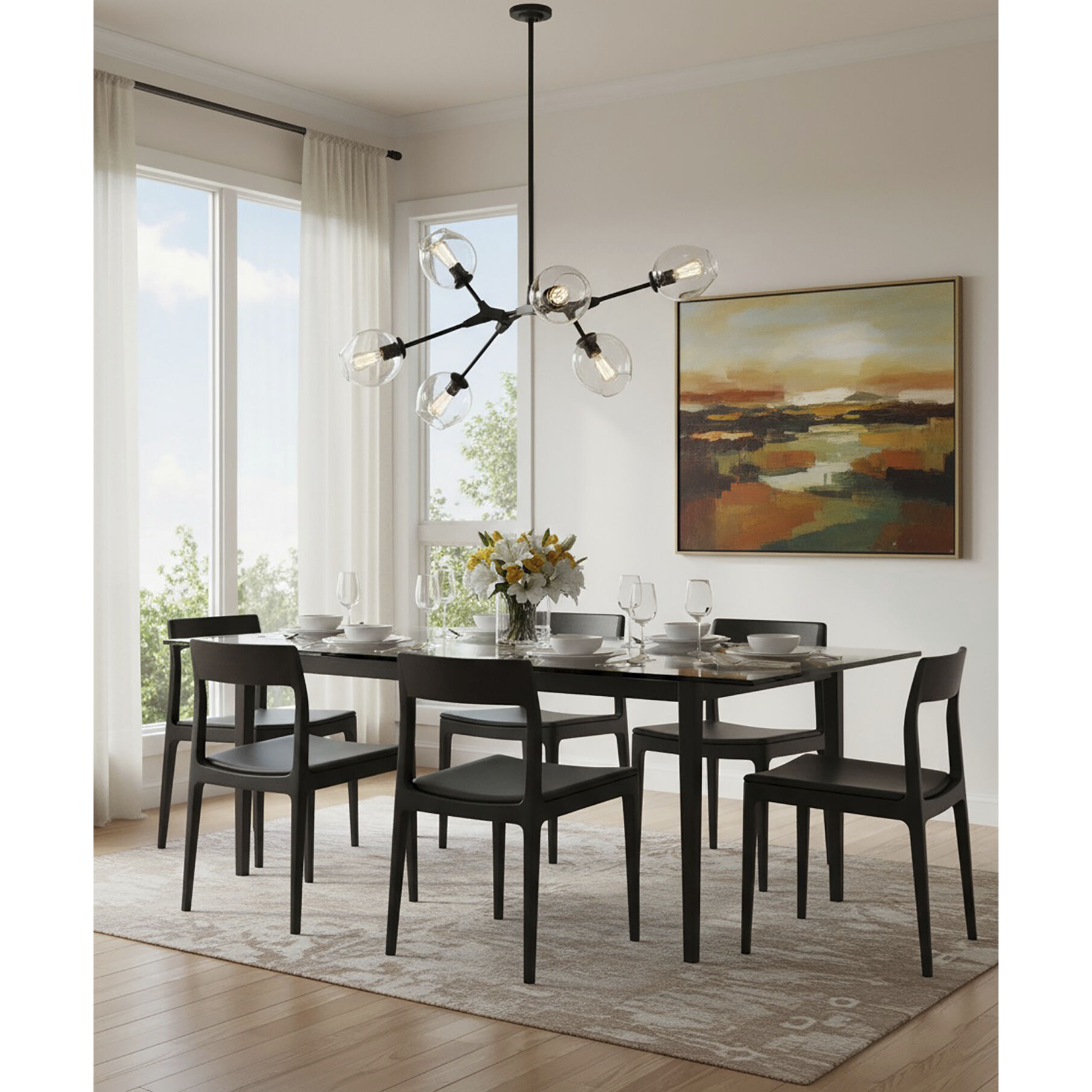 Organic LED 40 inch Black Chandelier Ceiling Light